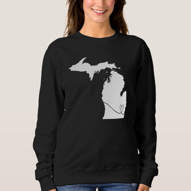 Niedliche Michigan Liebe Heart Zuhause Staat Midwe Sweatshirt (Vorderseite)