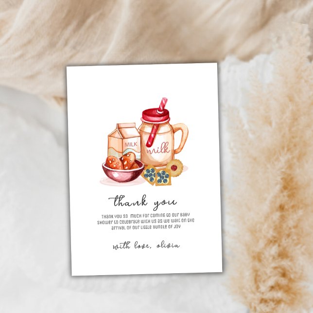 Niedliche Milch- und Kochgeschlechtsneutrale Babyd Dankeskarte (Cute Milk & Cookie Gender Neutral Baby Shower Thank You Card)