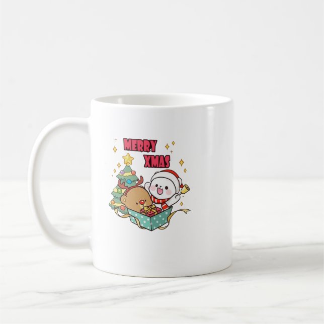 Niedliche Milch und Mocha merry_xmas Kaffeetasse (Links)
