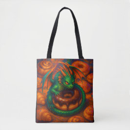 Niedliche Mini Green Dragon & Donut Fantasy Art