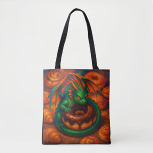 Niedliche Mini Green Dragon & Donut Fantasy Art