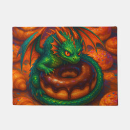 Niedliche Mini Green Dragon & Donut Fantasy Art Fußmatte