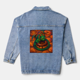 Niedliche Mini Green Dragon & Donut Fantasy Art Jeansjacke