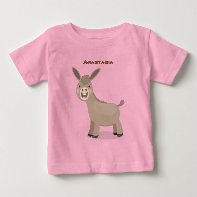 Niedliche Miniatur-Esel-Cartoon-Abbildung Baby T-shirt (Vorderseite)