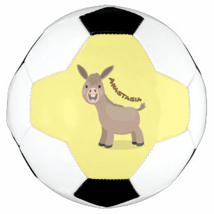 Niedliche Miniatur-Esel-Cartoon-Abbildung Fußball