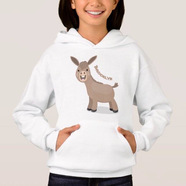 Niedliche Miniatur-Esel-Cartoon-Abbildung Hoodie (Vorderseite)