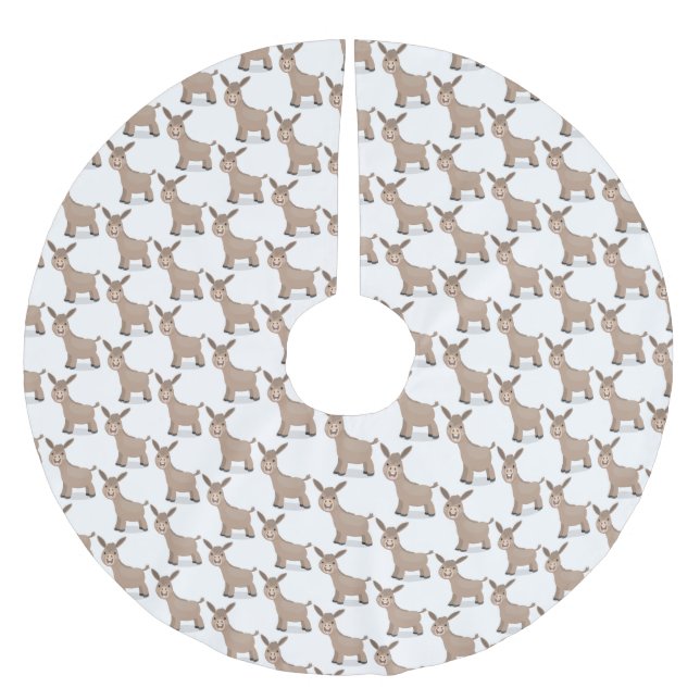 Niedliche Miniatur-Esel-Cartoon-Abbildung Polyester Weihnachtsbaumdecke (Vorderseite)