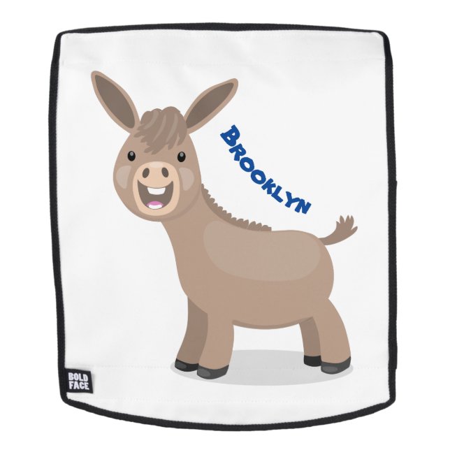 Niedliche Miniatur-Esel-Cartoon-Abbildung Rucksack (Abnehmbare Front)