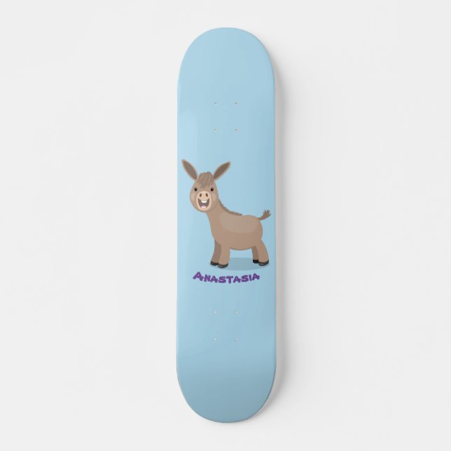 Niedliche Miniatur-Esel-Cartoon-Abbildung Skateboard (Vorne)