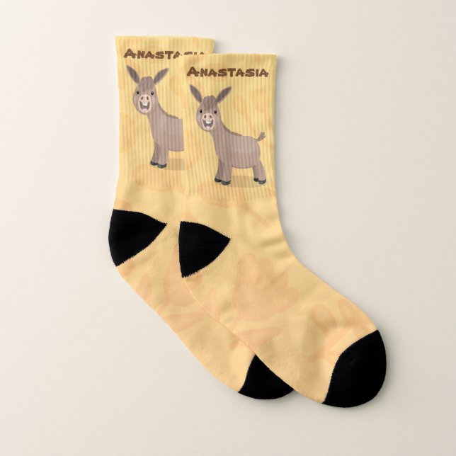 Niedliche Miniatur-Esel-Cartoon-Abbildung Socken (Paar)