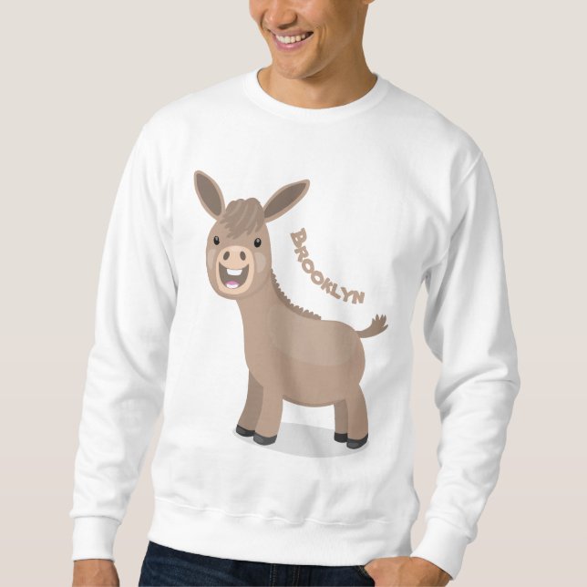 Niedliche Miniatur-Esel-Cartoon-Abbildung Sweatshirt (Vorderseite)