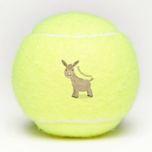 Niedliche Miniatur-Esel-Cartoon-Abbildung Tennisbälle