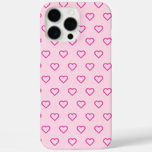 Niedliche Minimal rosa Herzmuster Trendy iPhone 16 Pro Max Hülle