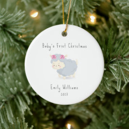 Niedliche Minimal Sheep Foto Baby's First Christma Keramik Ornament