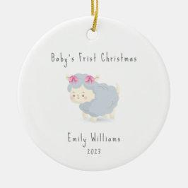 Niedliche Minimal Sheep Foto Baby's First Christma Keramik Ornament