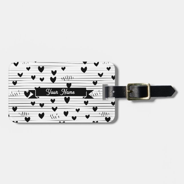 Niedliche Minimalistische Abstrakt Line Liebe Schw Gepäckanhänger (Vorderseite horizontal)