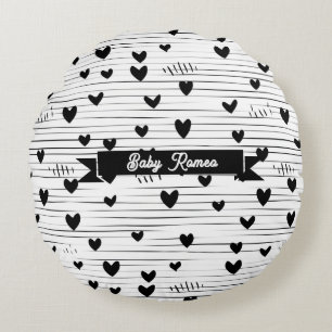 Niedliche Minimalistische Abstrakt Line Liebe Schw Rundes Kissen