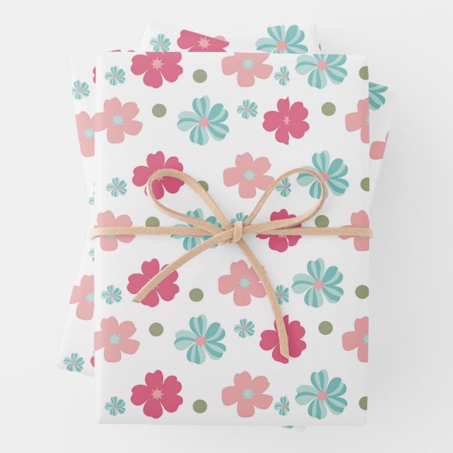 Niedliche Minimalistische Blume Geschenkpapier Set (Beispiel)