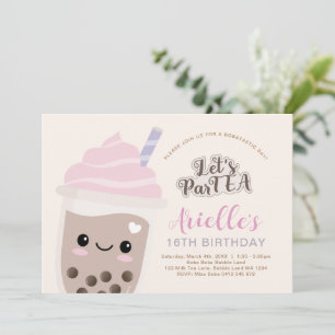 Niedliche Minimalistische Boba Bubble Tea Einladun Einladung
