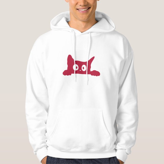 Niedliche Minimalistische Cat Face Hoodie (Vorderseite)