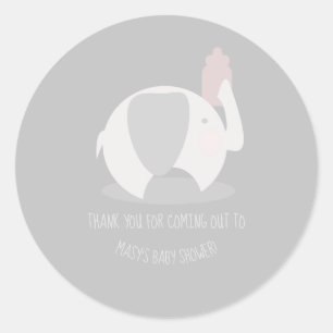 Niedliche Minimalistische Elephant und Babyflasche Runder Aufkleber