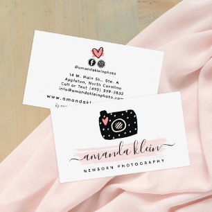 Niedliche Minimalistische Fotograf-Kamera Schwarz Visitenkarte
