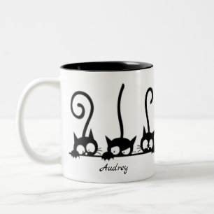 Niedliche Minimalistische Katzen Lustige Sprüche N Zweifarbige Tasse