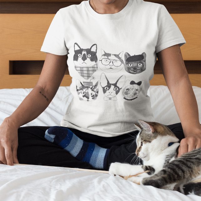 Niedliche Minimalistische Katzengesichterskizzen T-Shirt (Von Creator hochgeladen)