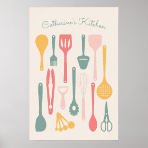 Niedliche Minimalistische Küche Utensil Poster