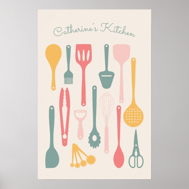 Niedliche Minimalistische Küche Utensil Poster (Vorne)