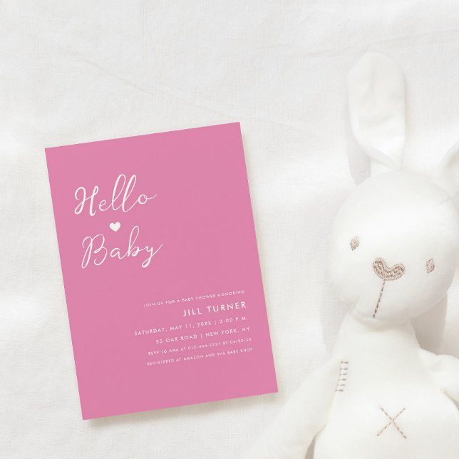 Niedliche Minimalistische moderne Herz-Script-Baby Einladung (Von Creator hochgeladen)