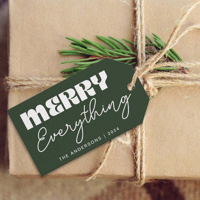 Niedliche Minimalistische Retro Merlin alles grün Geschenkanhänger (Von Creator hochgeladen)