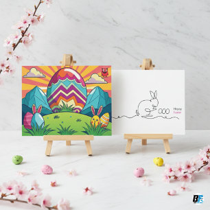 Niedliche Minimalistische Vintage Küken in Osterbo Postkarte