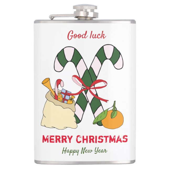 Niedliche Minimalistische Weihnachten und Neues Ja Flachmann (Vorderseite)