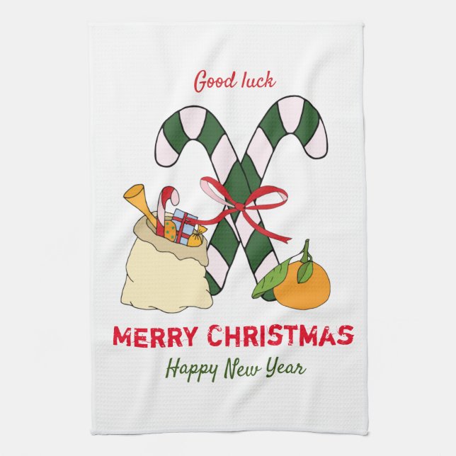 Niedliche Minimalistische Weihnachten und Neues Ja Geschirrtuch (Vertikal)