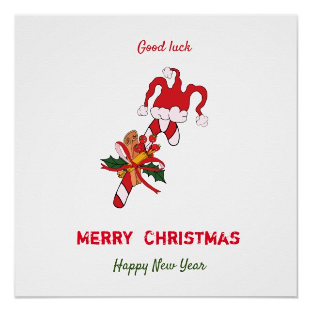 Niedliche Minimalistische Weihnachten und Neues Ja Poster (Vorderseite)