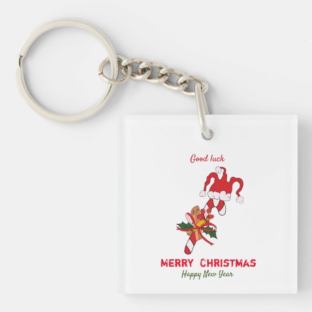 Niedliche Minimalistische Weihnachten und Neues Ja Schlüsselanhänger (Vorderseite)