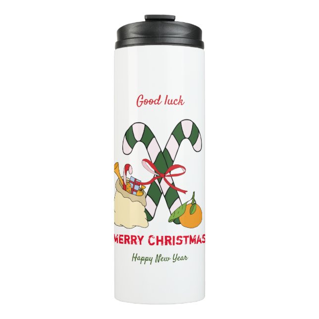 Niedliche Minimalistische Weihnachten und Neues Ja Thermosbecher (Vorderseite)