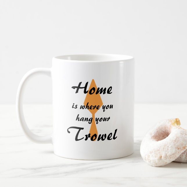 Niedliche Minimalistische Zuhause ist, wo Sie Ihr  Kaffeetasse (Mit Donut)