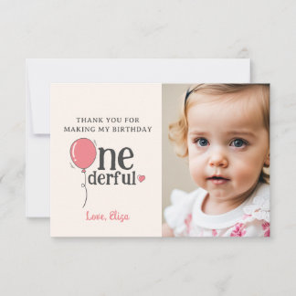 Niedliche Miss Onederful Dankeschön Karte mit Foto