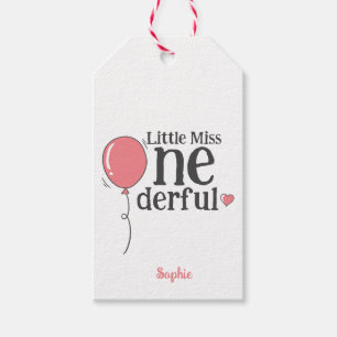 Niedliche Miss Onederful Pink Ballon Custom Geschenkanhänger