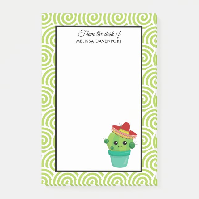 Niedliche Mit Augen Lächelnde Kakteen in Red Sombr Post-it Klebezettel (Vorderseite)