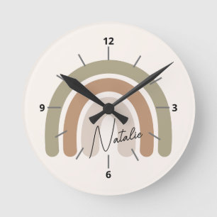 Niedliche mit Monogramm Drehschrift pastellfarben  Runde Wanduhr