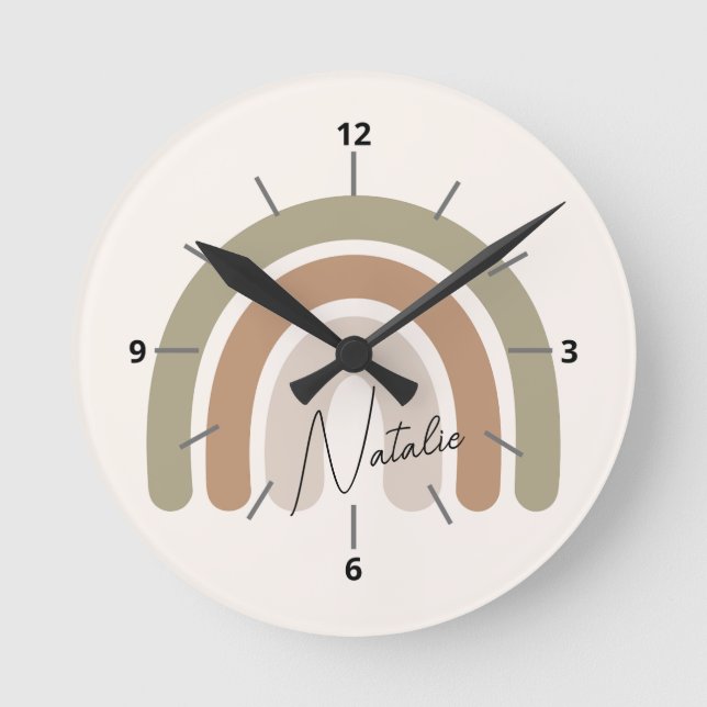 Niedliche mit Monogramm Drehschrift pastellfarben  Runde Wanduhr (Vorderseite)