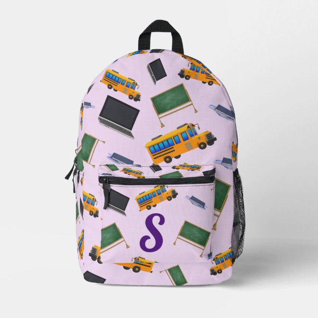 Niedliche Mit Monogramm Schule Bedruckter Rucksack (Vorderseite)