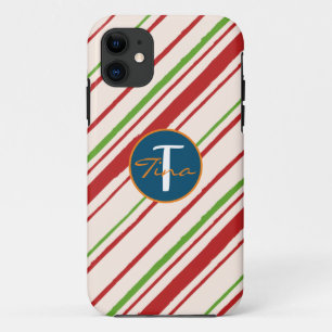 Niedliche mit Monogramm Streifen, rot und grün Case-Mate iPhone Hülle