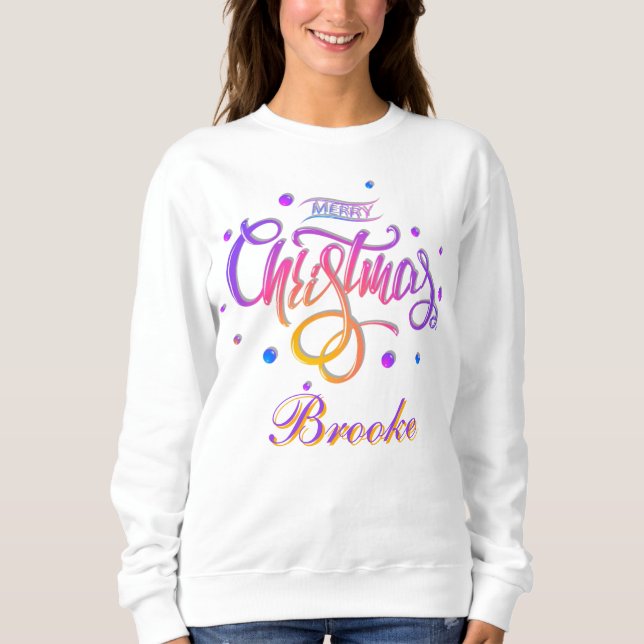 Niedliche Mit Monogramm Weihnachtsfamilie mit Name Sweatshirt (Vorderseite)