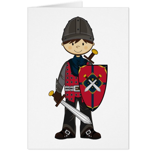 Niedliche mittelalterliche Ritter-Karte (Vorne)
