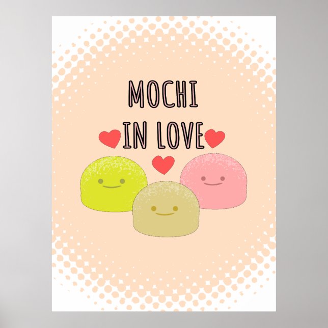 Niedliche Mochi Cartoon Zeichnungen Poster (Vorne)