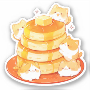 Niedliche Mochi Cats & Japanisch Fluffy Pancake St Aufkleber